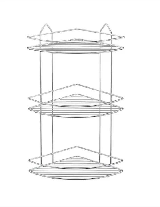 Coltar stativ din inox cromat pentru baie 3 etaje